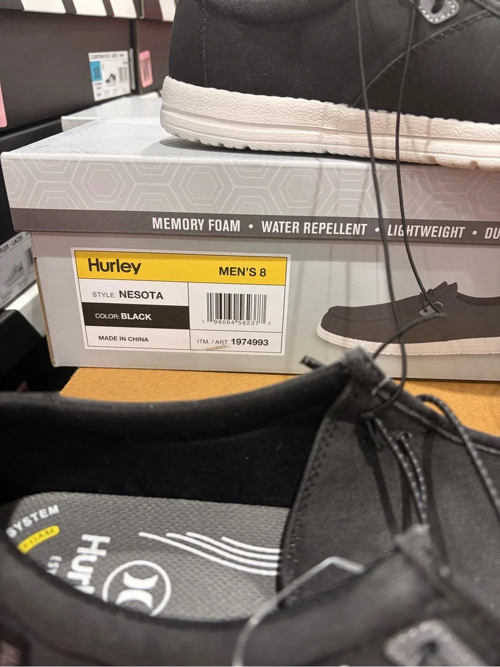 Hurley Black Canvas Slip-On Loafers Nesota lightweight water repellent new